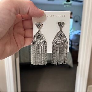 Kendra Scott Silver Filigree Fringe Earrings